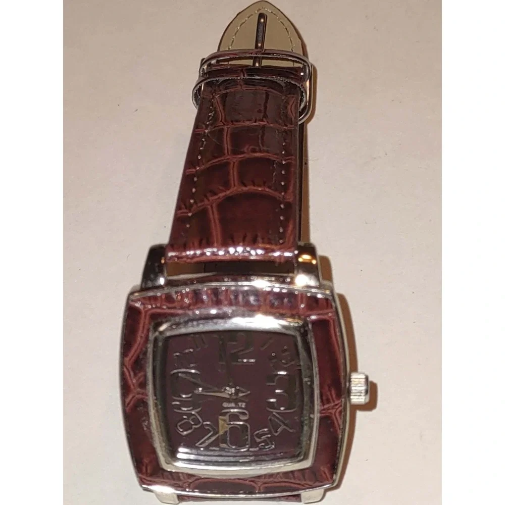 BWC Quartz Womens Watch SR626SW Brown Dial Croc Embossed Leather Band Japan Movt
